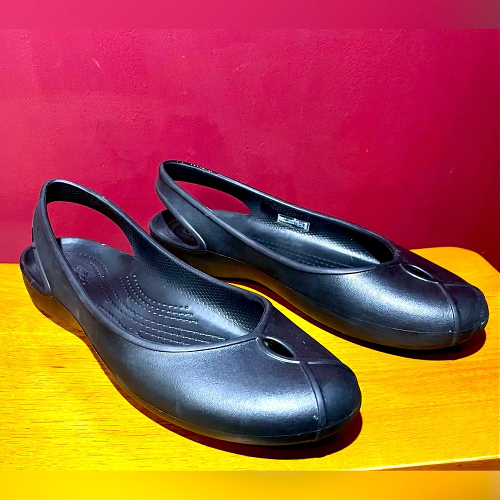 Crocs Olivia II black sling back ballet flats shoes size 9 women summer slip ons